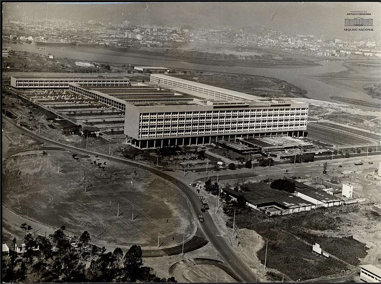 Foto histórica da construção da Cidade Universitária, anos 1940